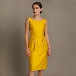 JENNY YOO Silk Cocktail Dress Size 4 Marigold Yellow Bridesmaid